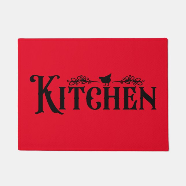 Felpudo Doormat de una granja de cocina con pollo (Anverso)