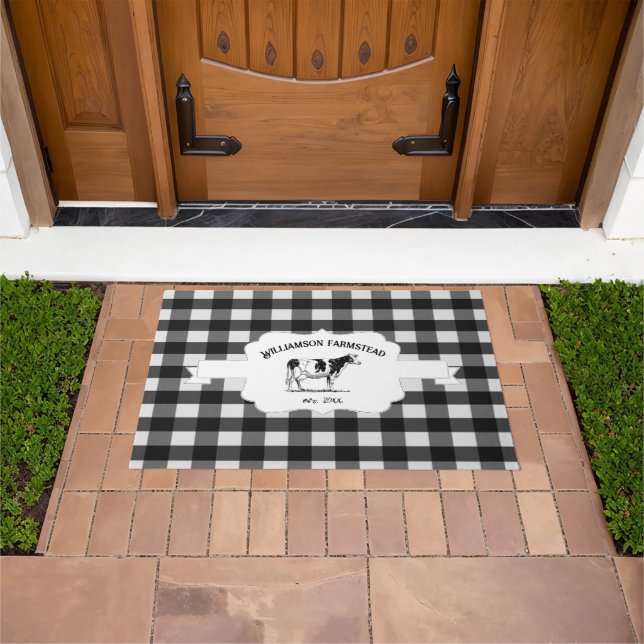 Felpudo Doormat de vaca de granja de búfalo negro (Exterior)