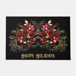 Felpudo Doormat de vacaciones de flores rojas decorativas