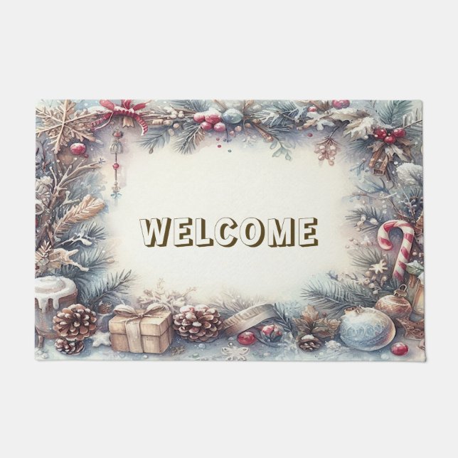 Felpudo Doormat de vacaciones de invierno (Anverso)