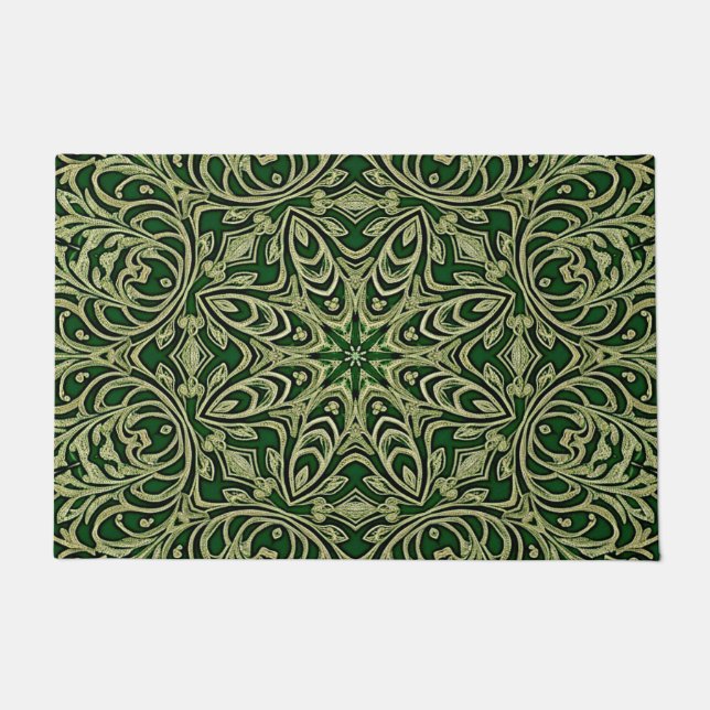 Felpudo Doormat de vacaciones decorativas de oro verde (Anverso)