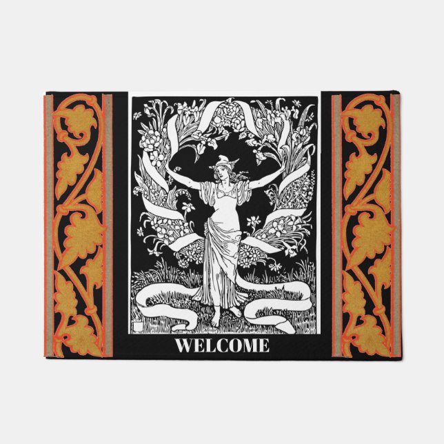 Felpudo Doormat de Wreath Floral Vintage (Anverso)