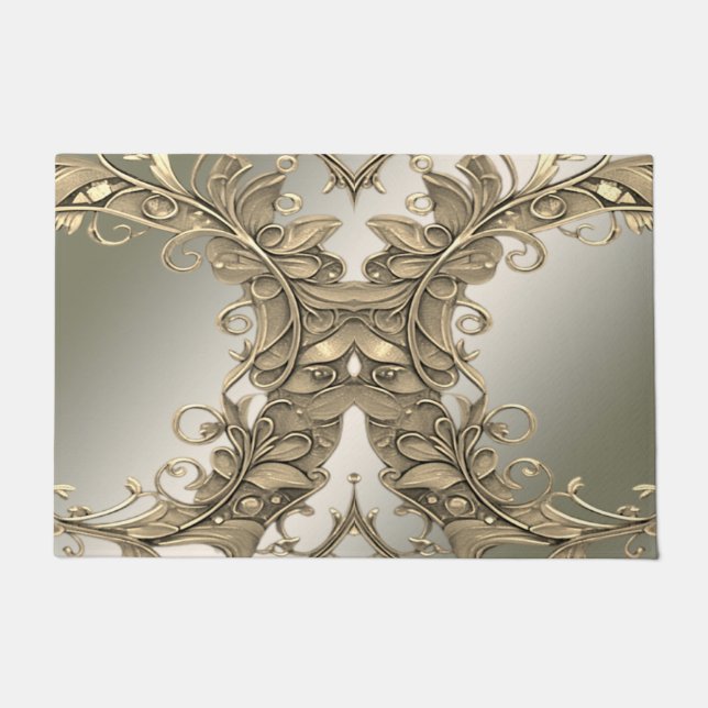 Felpudo Doormat decorativo elegante de oro moderno (Anverso)