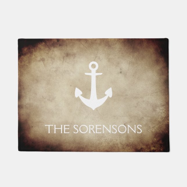 Felpudo Doormat del apellido de la voluta del ancla (Anverso)