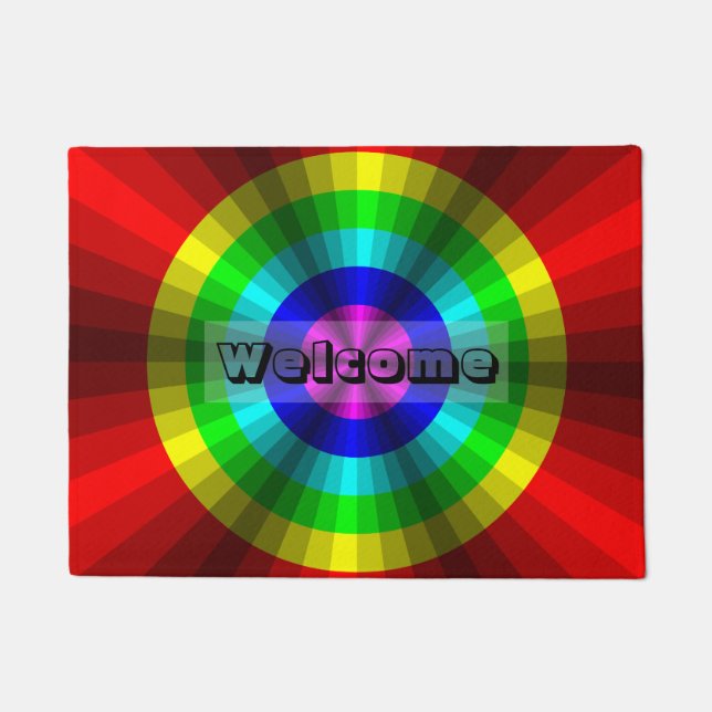 Felpudo Doormat del arco iris de la ilusión óptica (Anverso)