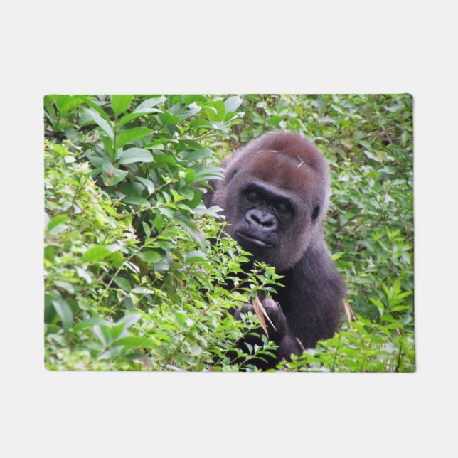 Felpudo Doormat del gorila del peekaboo (Anverso)