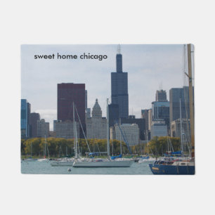 Felpudo Doormat del horizonte de Chicago