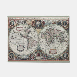 Felpudo Doormat del mapa del mundo del vintage