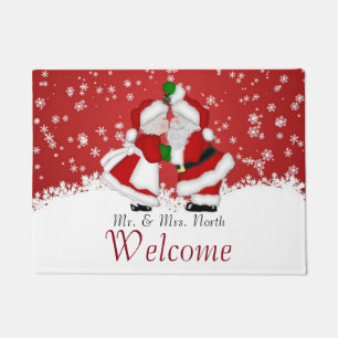Felpudo Doormat del navidad de Santa del muérdago