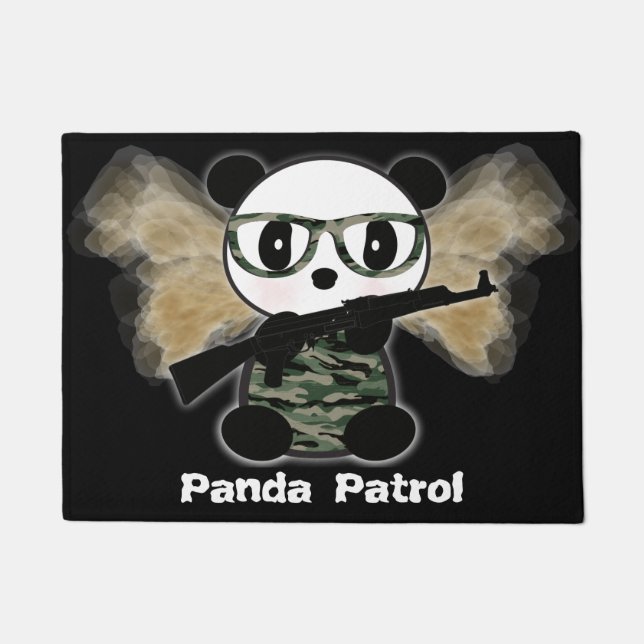 Felpudo Doormat del oso del soldado Panda (Anverso)