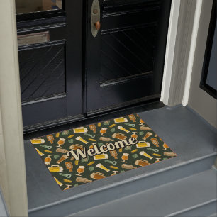 Felpudo Doormat del patrón de iconos de cerveza
