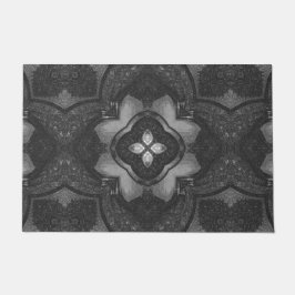 Felpudo Doormat del patrón de lápiz de floral gris negro