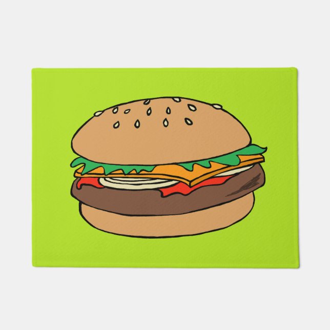 Felpudo Doormat del personalizado del cheeseburger (Anverso)