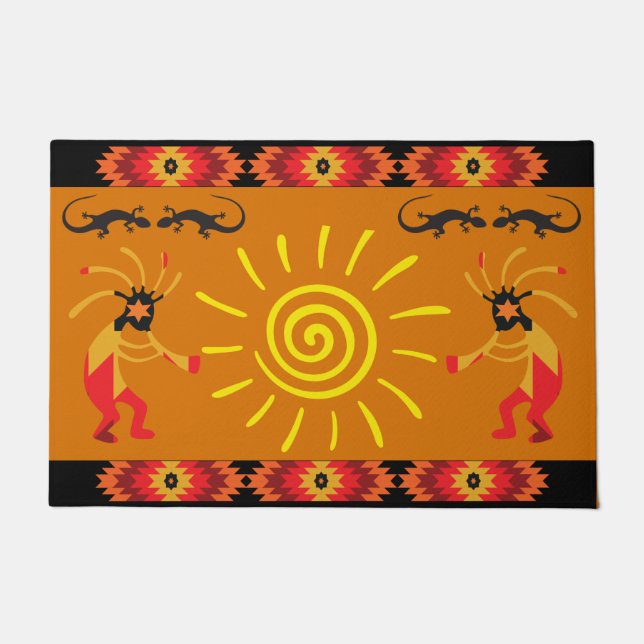 Felpudo Doormat del suroeste de Sun Kokopelli (Anverso)