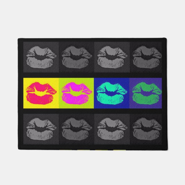 Felpudo Doormat descarado del arte pop de los labios (Anverso)