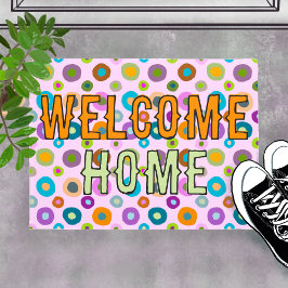 Felpudo doormat divertido colorido bienvenida casa rosa