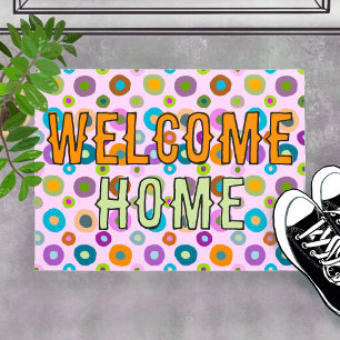 Felpudo doormat divertido colorido bienvenida casa rosa