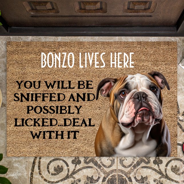 Felpudo Doormat divertido personalizado de bulldog (Subido por el creador)