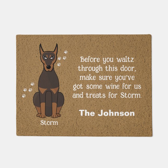 Felpudo Doormat Doberman, Doormat Perro, Perro (Anverso)
