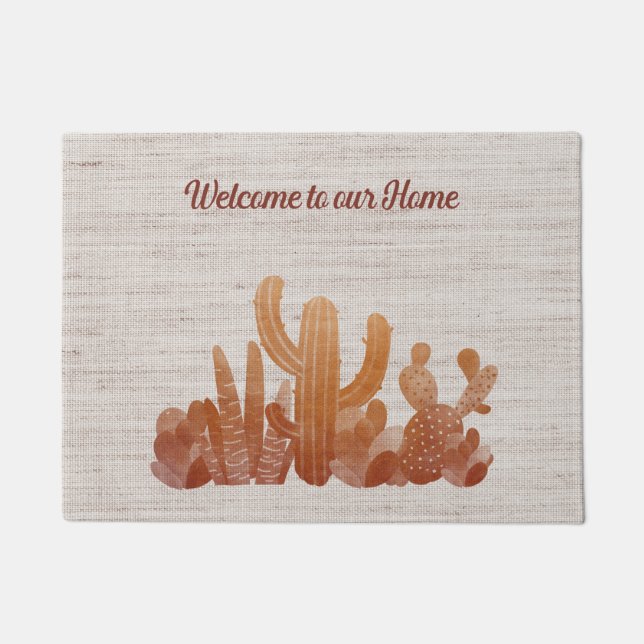 Felpudo Doormat en Beige con cacti (Anverso)