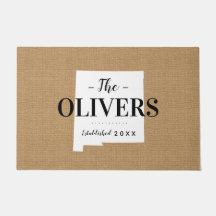 Doormat estado monograma de la familia de Nuevo Mé