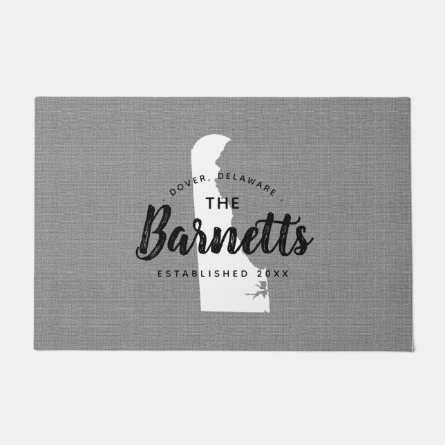 Felpudo Doormat estado monograma de la familia Delaware (Anverso)