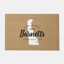 Felpudo Doormat estado monograma de la familia Delaware