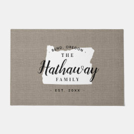 Felpudo Doormat estado monograma de la familia Oregon