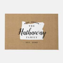 Felpudo Doormat estado monograma de la familia Oregon