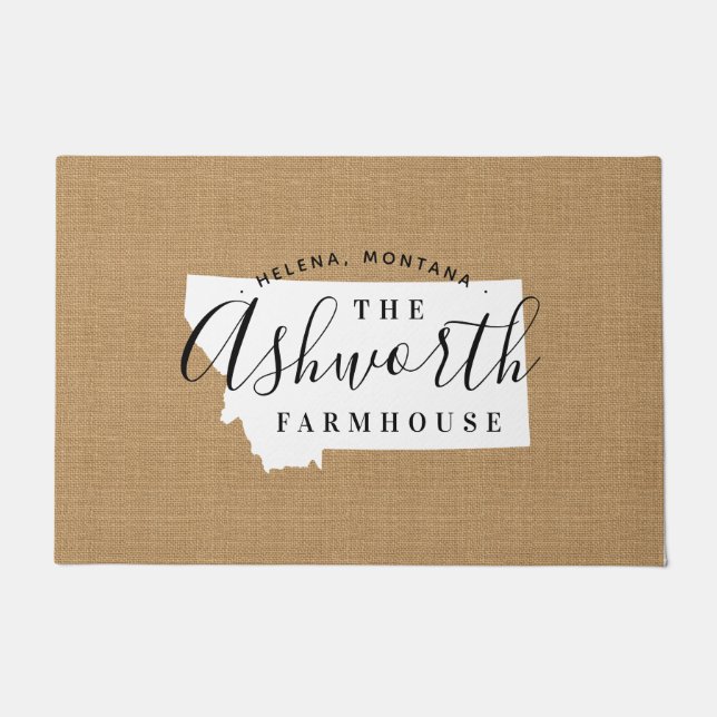 Felpudo Doormat estatal monograma de familia Montana (Anverso)
