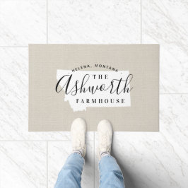 Felpudo Doormat estatal monograma de familia Montana