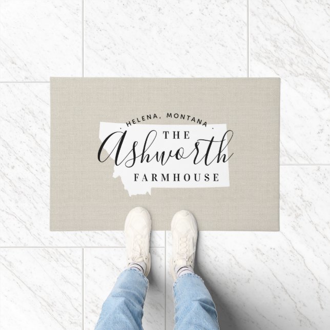 Felpudo Doormat estatal monograma de familia Montana (Interior)