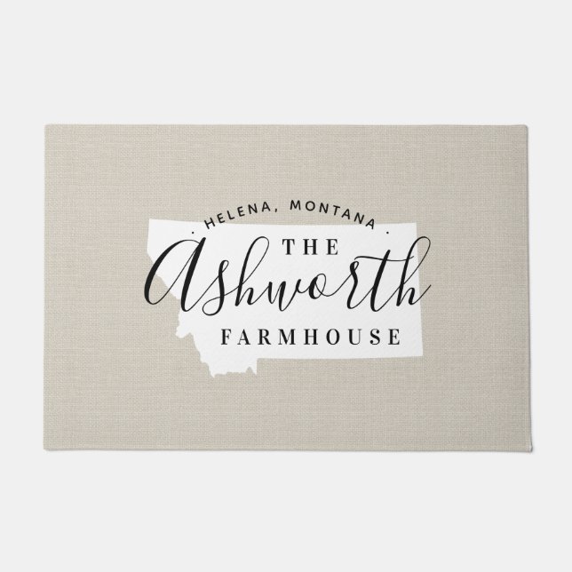 Felpudo Doormat estatal monograma de familia Montana (Anverso)