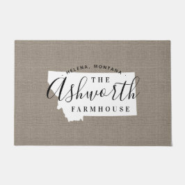 Felpudo Doormat estatal monograma de familia Montana