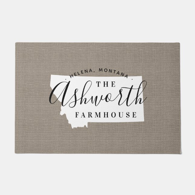 Felpudo Doormat estatal monograma de familia Montana (Anverso)