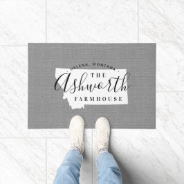 Felpudo Doormat estatal monograma de familia Montana