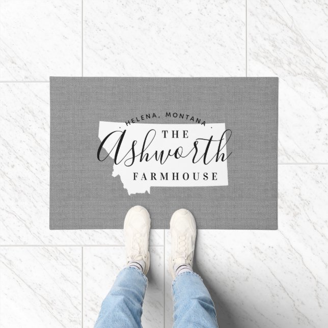 Felpudo Doormat estatal monograma de familia Montana (Interior)