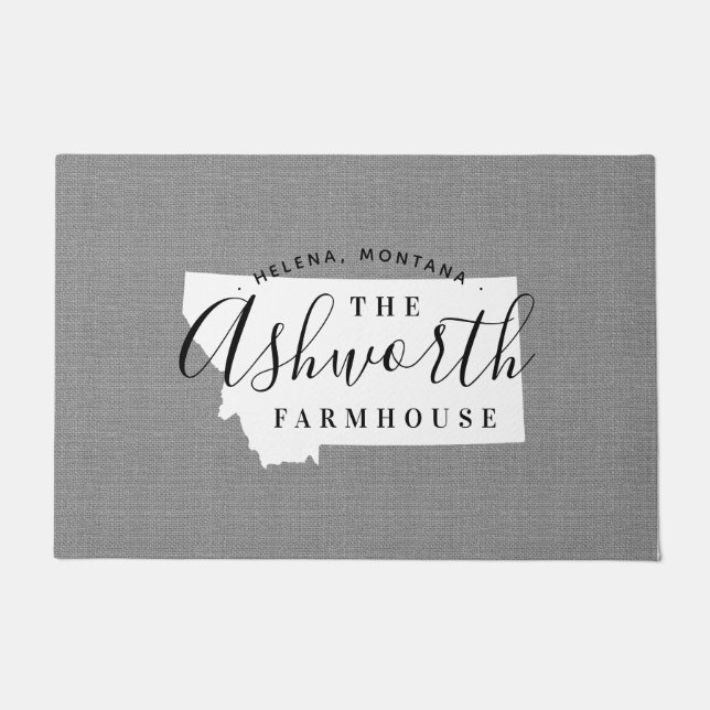 Felpudo Doormat estatal monograma de familia Montana (Anverso)