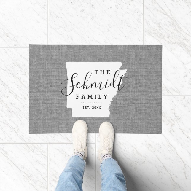 Felpudo Doormat estatal monograma de la familia Arkansas (Interior)