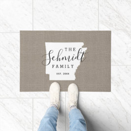 Felpudo Doormat estatal monograma de la familia Arkansas