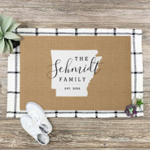 Doormat estatal monograma de la familia Arkansas