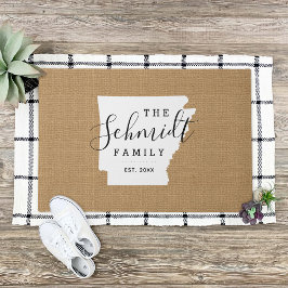 Felpudo Doormat estatal monograma de la familia Arkansas