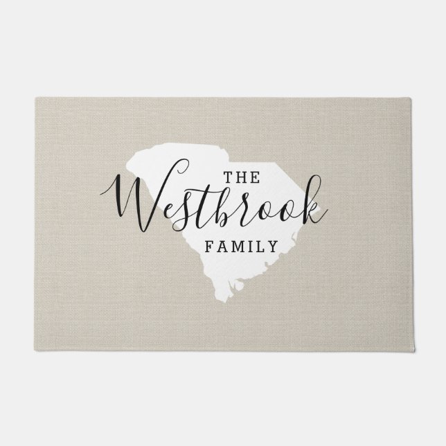 Felpudo Doormat estatal monograma de la familia Carolina d (Anverso)