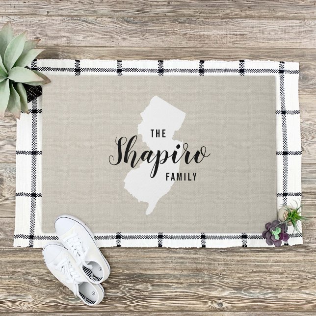 Felpudo Doormat estatal monograma de la familia de Nueva J (Subido por el creador)