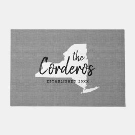 Felpudo Doormat estatal monograma de la familia de Nueva Y