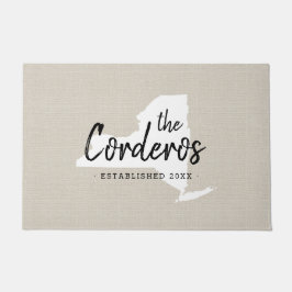 Felpudo Doormat estatal monograma de la familia de Nueva Y