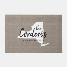 Felpudo Doormat estatal monograma de la familia de Nueva Y