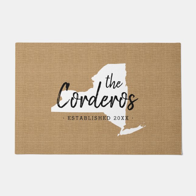 Felpudo Doormat estatal monograma de la familia de Nueva Y (Anverso)