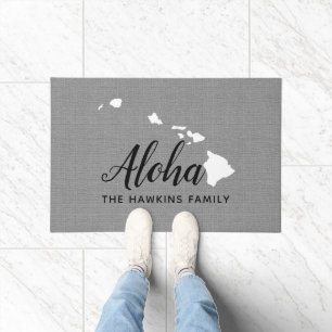 Felpudo Doormat estatal monograma de la familia Hawaii