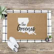 Doormat estatal monograma de la familia Louisiana